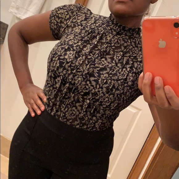 Lace tuxedo style blouse. - Picture 1 of 3